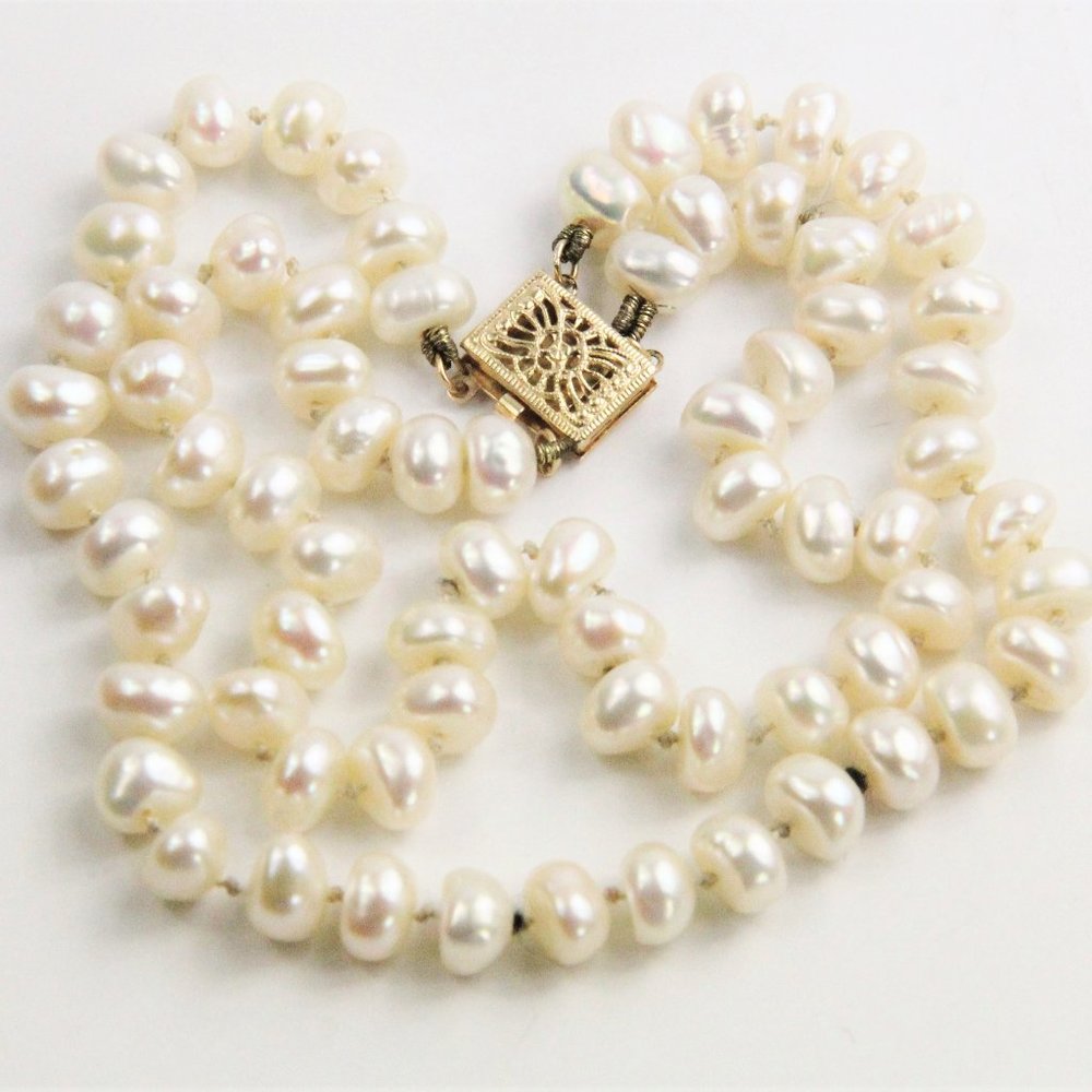ESTATE PEARL & 14 KT GOLD BRACELET DOUBLE STRAND